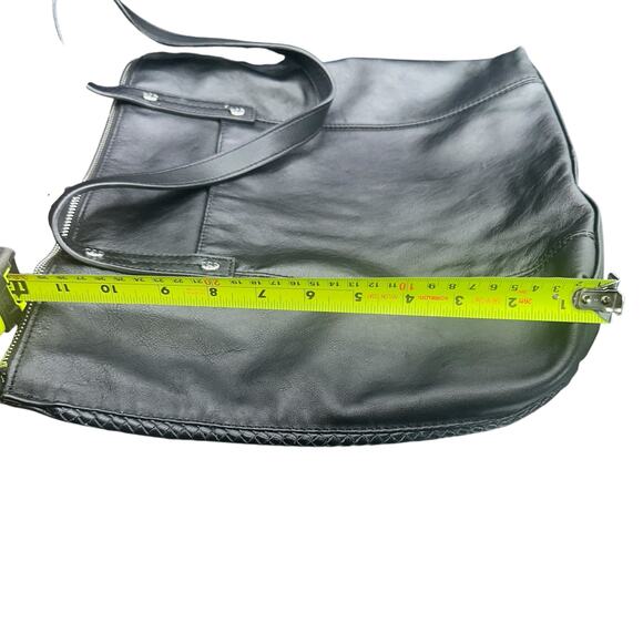 Tommy Bahama Black Leather Tote Bag Zip Top Shoulder Purse - Picture 13 of 15
